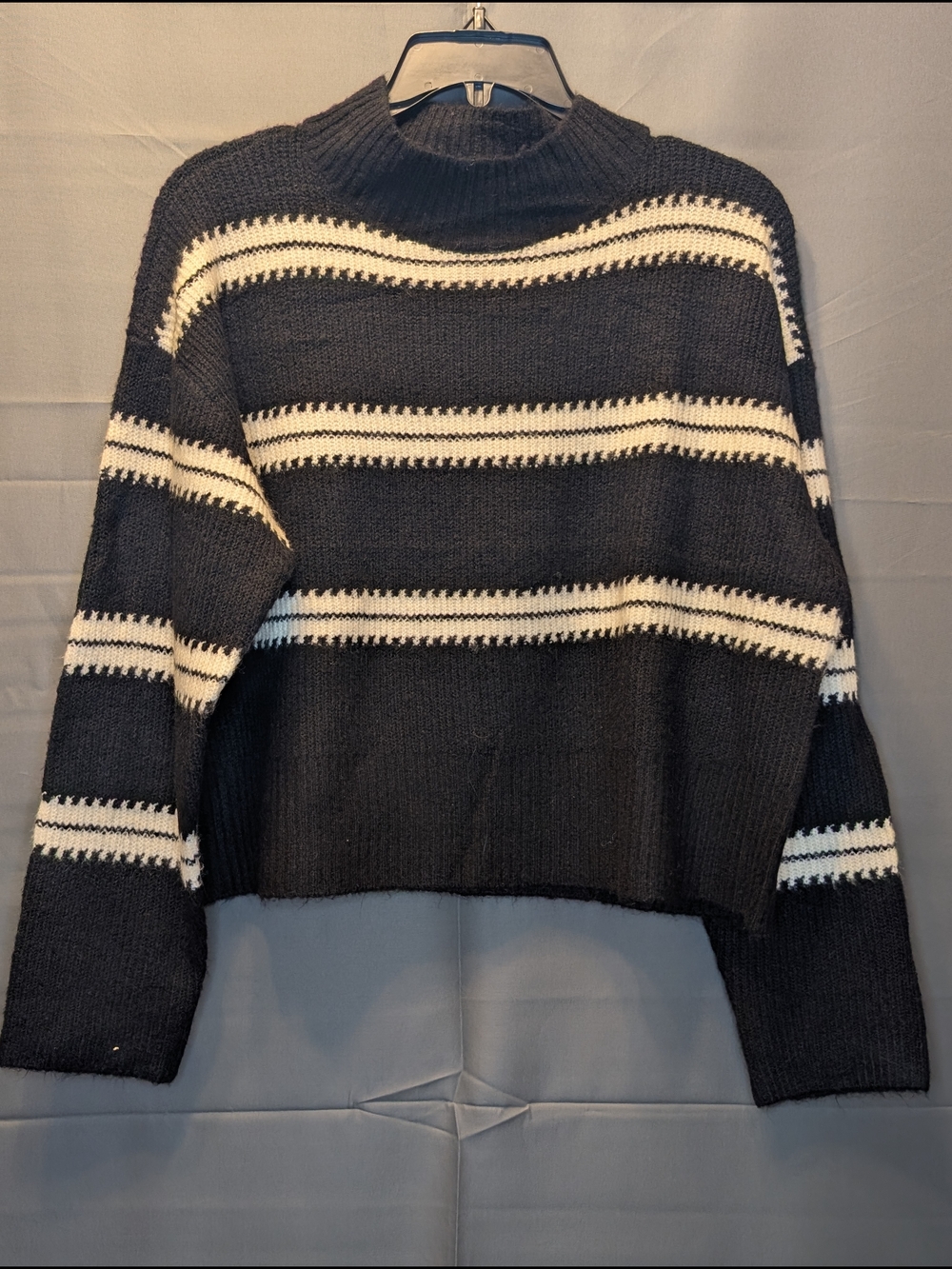 Vero Moda Black and White Striped Crewneck Sweater
